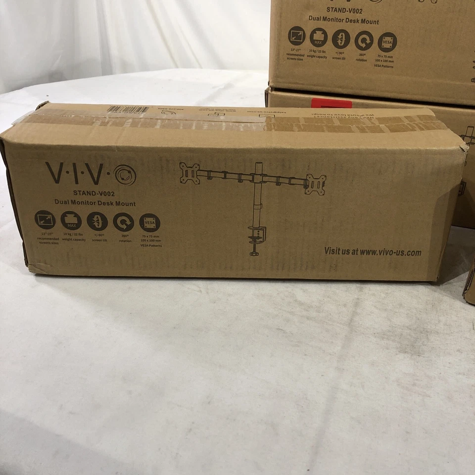 VIVO STAND-V002 Dual Monitor Desk Mount - Black~ LOT of 5 - Image 2 of 4