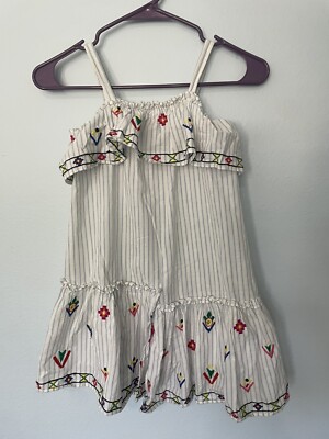Zara Girls embroidered and striped dress size 7 | eBay