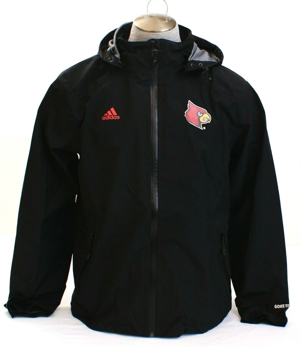 Adidas Black Louisville Cardinals 470 Gore-Tex Zip Front Hooded