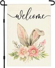 Easter Garden Flag for Outdoor 12x18 Double Sided, Bunny Ears Easter Bunny Ears