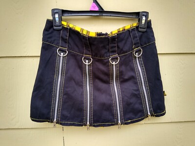Tripp NYC Mini Skirt Goth Y2K Vintage 90s Yellow Plaid Zippers