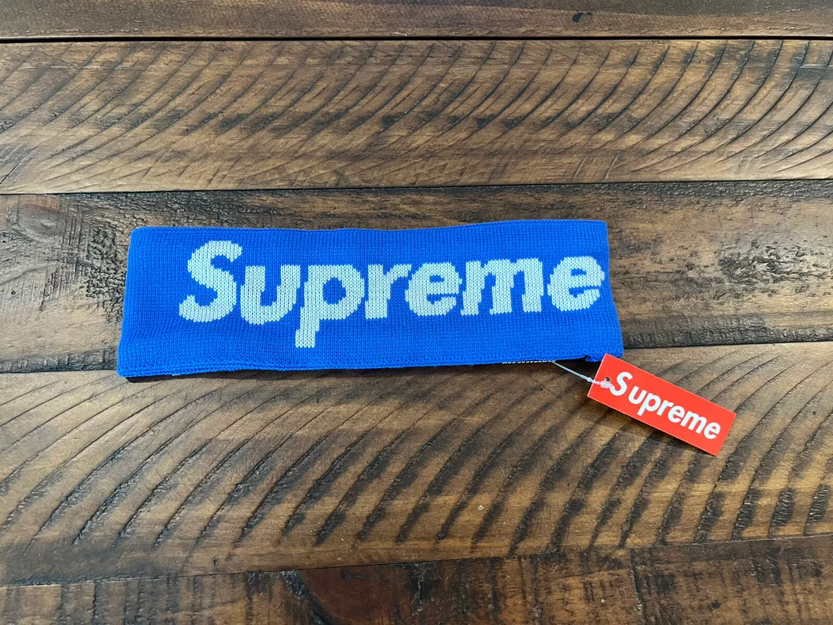 Supreme New Era Big Logo Headband Blue With Tags | eBay