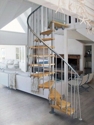 Spindeltreppe ATRIUM Presto Ø120 cm   Buche, Metall RAL 9006, bis 313 cm, EOTA