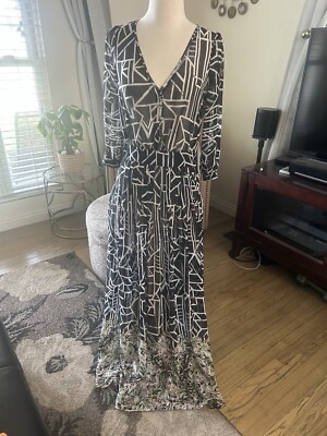 Anthropologie Moulinette Soeurs Equninox black & white pleated maxi dress  size 6 | eBay