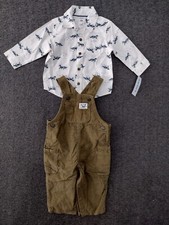 Carter's 6 Months 2 Piece Outfit Set Overall Long Sleeve Button Up
