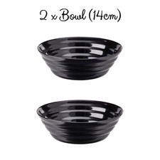 Black Dinnerware Bowl Plates Crockery Round Dinner Set Tableware 6 12 18 Pc