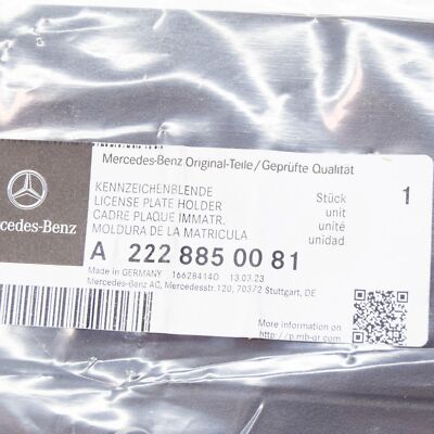 Mercedes-Benz S W222 Front Licence Plate Molding A2228850081 