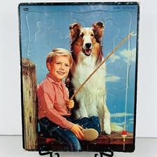 Vintage Lassie Dog Timmy Fishing Pole Frame Tray Jigsaw Puzzle Whitman 4428 USA