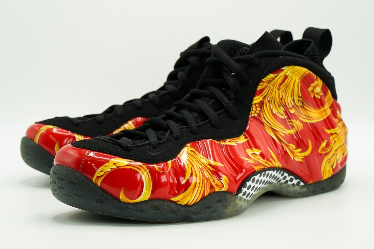 NIKE FOAMPOSITE ONE SUPREME NEW SIZE 9 SPORT RED BLACK METALLIC