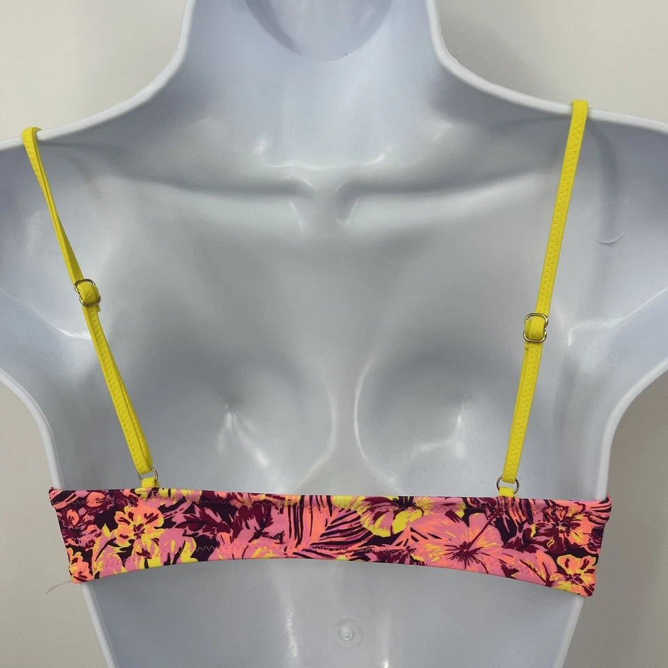 Top de bikini de natación de zorro blanco talla pequeña y2k estampado floral hawaiano con aros cabaña Foto 4 de 4