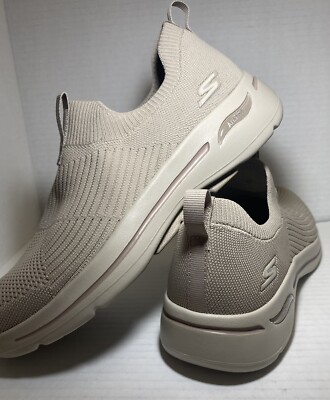 Skechers Women's 8.5 GOWALK Arch Fit Iconic Slip On Shoes TAUPE