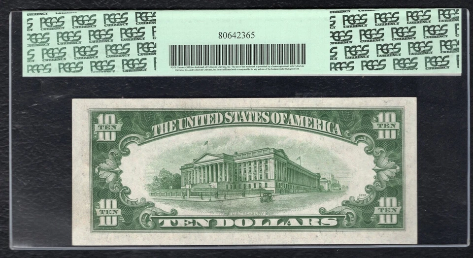 FR. 2008-K 1934-C $10 WIDE FRN FEDERAL RESERVE NOTE DALLAS, TX PCGS UNC-64PPQ - Image 2 of 2