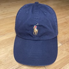 Polo Ralph Lauren Chino Sport Pony Horse Rider Logo Navy Strapback Dad Cap Hat