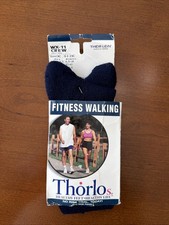 VTG Socks NOS Thorlo Acrylic Walking 9-11 Crew Navy 90s WX-11 Thor-Lon M Blue.