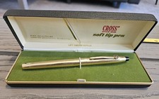 1975 Gold Cross Soft Tip Pen in Box. Excellent Balance. "GE" Logo. New MB Refill