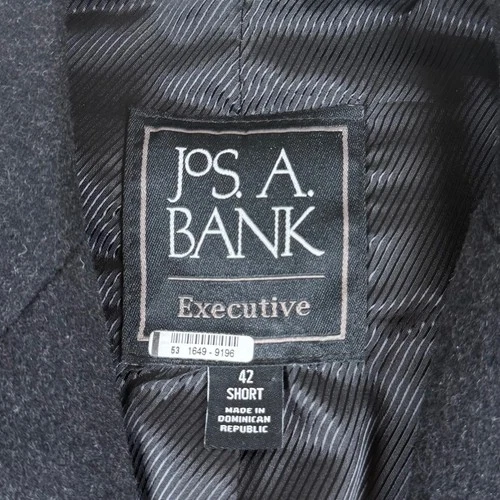 Jos A Bank Mens 42S Black Executive Wool Blend Overcoat image 7