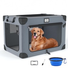 QUIBBLICK 42 Inch Soft Dog Crates, Collapsible Dog Travel Crate for Extra Lar...