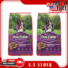 2 Pack Purina Dog Chow Complete Adult Dry Dog Food, High Protein Lamb, 44 lb Bag