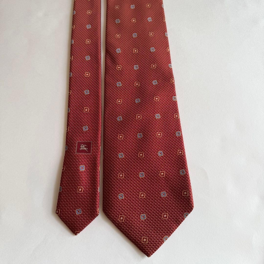 Burberry Geometric Pattern Red Orange Square Tie … - image 2