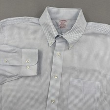 Brooks Brothers Madison Long Sleeve Dress Shirt 16-33 White/Blue Checkered
