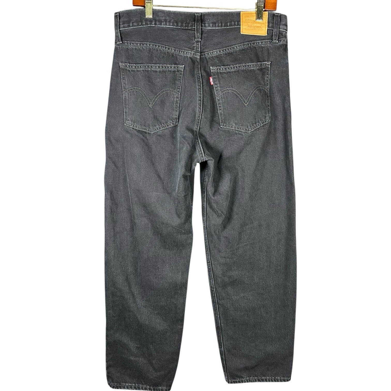 Levi's Premium Women's Big E Baggy Dad Size 31x30 Black/ Gray Washed Denim Jeans
