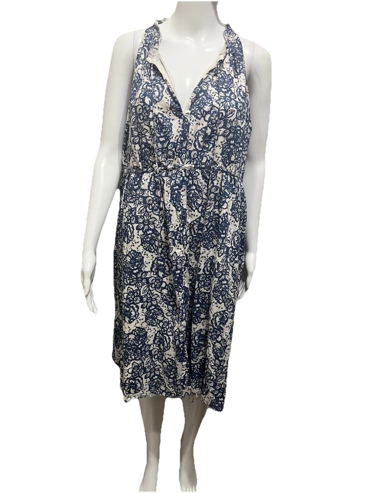 Vestido Converse One Star Talla XL 16-18 Línea A Informal Algodón Blanco y Azul Floral Foto 2 de 4