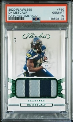 2020 PANINI FLAWLESS PATCHES DK METCALF PATCHES-4/5 EMERALD PLAYER WORN POP 1 