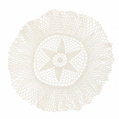 Vintage Hand Crocheted Off White Round Doily Starburst Lace Edge Centerpiece Mat