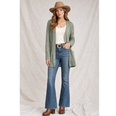 Love Ellie Open Knit Sage Green Cardigan Sweater XS NWT