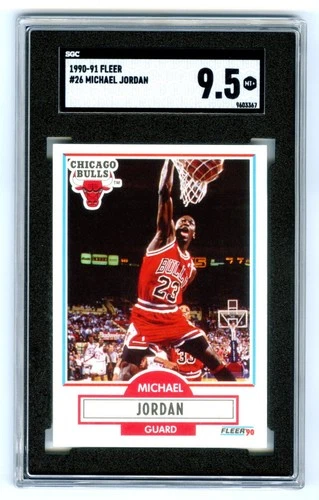 MICHAEL JORDAN~CHICAGO BULLS~1990 FLEER SGC-9.5 MINT+ GRADED CARD #26 (NEW CASE)