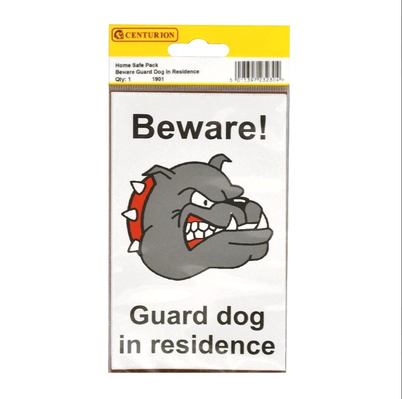 2 Warning Signs Vinyl Sticker and Inside Window Sticker Beware Dog 150mm x 95mm