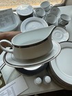 Noritake Renwick Platinum China Dinner Set Plates Cups Saucers White/Black — photo 1