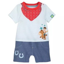 Disney Store Toy Story Baby Romper Woody Bullseye Pixar One Piece Comfort NEW