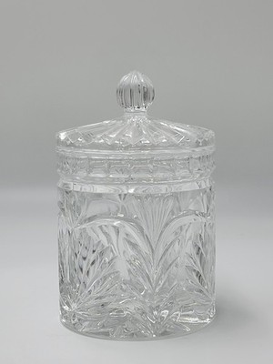 Vintage Cut Glass Crystal? Honey Jam Biscuit Candy Jar with Fluted Knob Handle