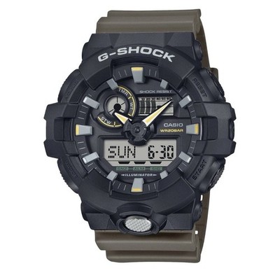 Casio G-SHOCK  Black Dial Green Band ANALOG/DIGITAL 700 SERIES GA-710TU-1A3