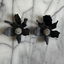 Lele Sadoughi JET CRYSTAL LILY EARRINGS