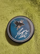 2025 26 San Jose Sharks Signed Mystery Puck October 30 Sam Dickinson #6 Rookie