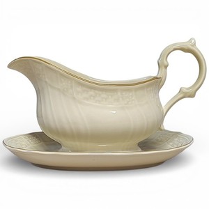 Mint Condition VTG Mikasa 1979 - 1984 Fine Ivory Tivoli Gravy Boat & Underplate