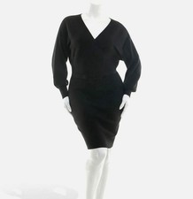 Rosie Harlow Womens Black Surplice-Neck Sweater Dolman Dress Juniors Size S