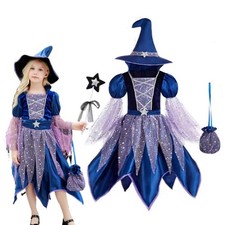 Halloween Party Costumes Witch Dress for Girls Kids Cosplay Carnival Witch Gifts
