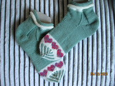 handgestrickte Socken extra warm 4 fädig Größe 38-40mit Rollrand Merinowolle neu