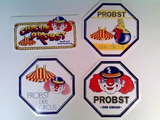 Zirkus, 4 versch.  Aufkleber Circus Probst, selbstklebend, ca. 1980