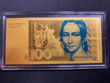 Banconota in oro - come 100 DM - 1/2 gr. oro .999 - 90x43 mm, colorata, con certificato