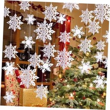 Winter Christmas Snowflake Decorations Indoor, 24PCS 3D 24 Ornaments White