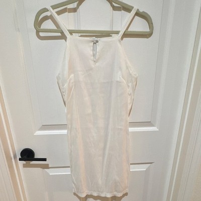 Derin White Mini Size 36 Spaghetti Straps Back Zip Adjustable cotton blend