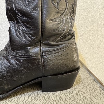 Larry Mahan Black Full Quill Ostrich Mens Size 10.5 D Cowboy Boots