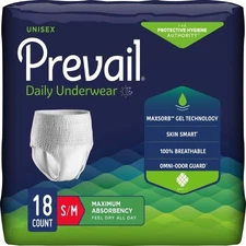 Prevail Underwear S/M Heavy Absorbency Pull On w/ Tear Away Seams