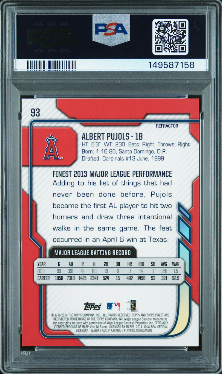 2014 Finest Albert Pujols BLUE REFRACTOR /125 PSA 9 MINT! 🔥 view 2