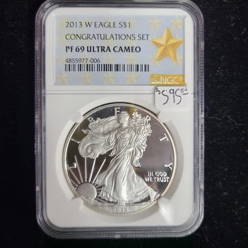 2013 W 1 oz American Silver Eagle-Congratulations Set- PF 69 Ultra Cameo