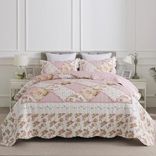 Queen Quilt Bedding Sets - Floral Queen/Full-90"x96" Dried Rose Pink-tufted